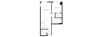 a floor plan of a one bedroom