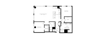 a floor plan of a house with an open floor plan with a bedroom and a