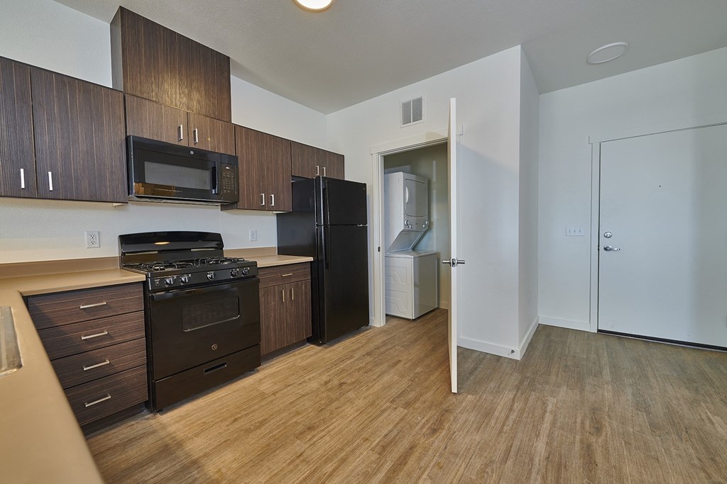 Kitchen with washer and dryer in the closet  at Alpine Vista, Colorado Springs
