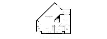 A black and white drawing of a house with labeled rooms.