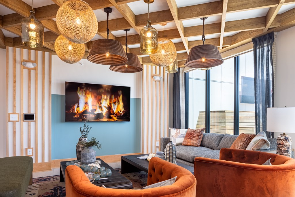 Rooftop Lounge with TV and seating