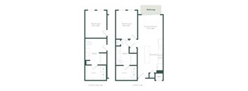 A floor plan shows two different unit layouts, one with a balcony and one with a living room.