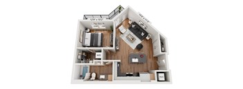 A 12'9" x 10'2" floor plan of a house with a living room, kitchen, and two bedrooms.