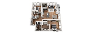 A 12'6" x 12'0" floor plan of a two-bedroom apartment with a living room, kitchen, and bathroom.