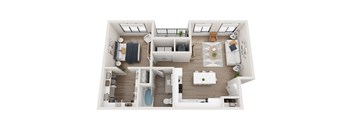 a1 floor plan  1 bedroom with 2 baths  129