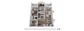 bedroom floor plan | village on the lakes apartments at Alvista Nine Mile, North Carolina