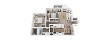 A top-down view of a house layout with labeled rooms.
