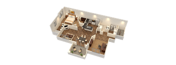 Antero - 3D floor plan - 1058 SQFT