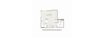 A floor plan of a living/sleeping area that is 20 feet by 9 feet 7 inches.