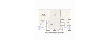 A floor plan of a house with a kitchen, two bathrooms, a living room, and three bedrooms.