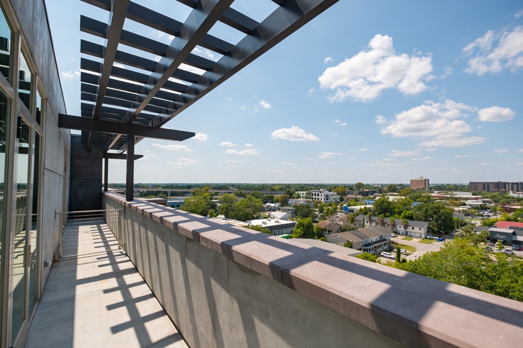 a view of the city from the top of a building