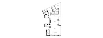 A black and white floor plan of an apartment complex.