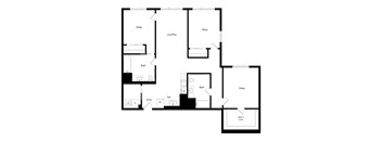 A black and white image of a floor plan for a house with labeled rooms.