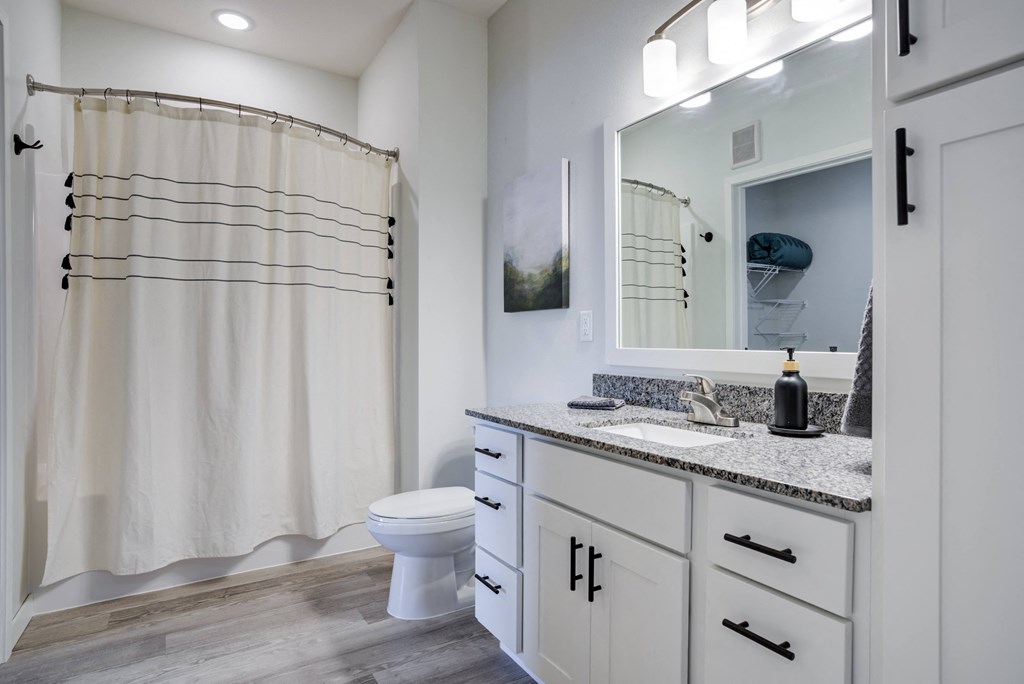 a bathroom with a shower and a sink and a toilet