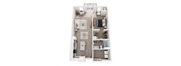 a floor plan of a 1 bedroom unit with a closet