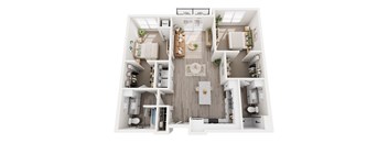 a 3 bedroom floor plan with a bathroom and a living room