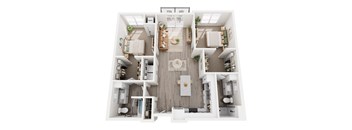 a 3 bedroom floor plan with a bathroom and a living room