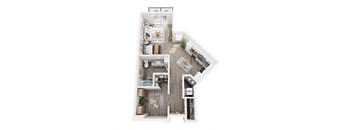 a floor plan for a unit with a bedroom and a bathroom