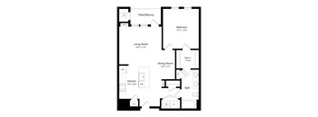 A black and white image of a floor plan for a house.