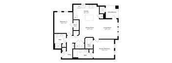 A black and white image of a house floor plan.
