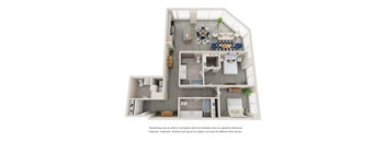a stylized floor plan of a 1 bedroom192 sqft