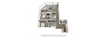 a stylized floor plan of a 1 bedroom192 sqft
