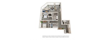 a stylized floor plan of a 1 bedroom192 sqft