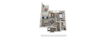 a stylized floor plan of a 2100 sq ft apartment