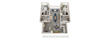 bedroom floor plan of a 2100 sq ft apartments
