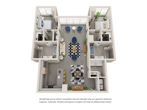 bedroom floor plan of a 2100 sq ft apartments