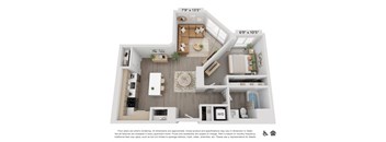 Large one bedroom floor plan with 1 bath