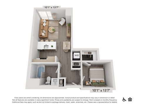 Studio 1 bath floor plan