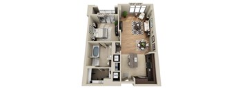 A floor plan of a two bedroom apartment.