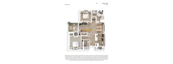 A floor plan of a 2 Bed/2 Bath apartment in the Adobe Ridge building.