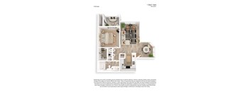 A floor plan of a 1 Bed/1 Bath apartment with a total area of 794 SQFT.