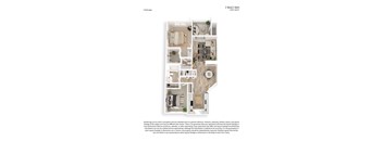 A floor plan of a 2 Bed/2 Bath apartment sized 1,055 SQFT.
