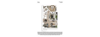 A floor plan of a 2 Bed/2 Bath apartment in Ironwood.