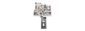 bedroom floor plan of a 2100 sq ft apartments