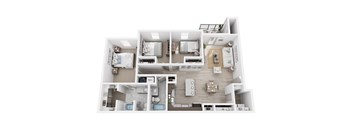 a 3d floor plan of a residence