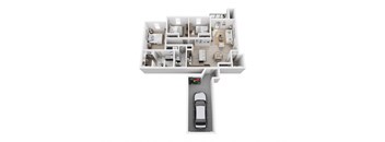 bedroom floor plan of a 2100 sq ft apartments