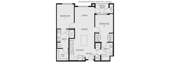 A black and white floor plan of a house with labeled rooms.
