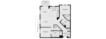A black and white image of a floor plan for an apartment.