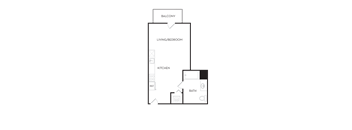 a floor plan of an apartment with a bedroom and a living room