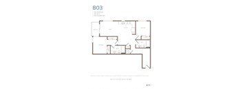 A floor plan for apartment B03 with two bedrooms and two baths.