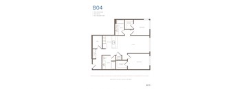 A floor plan of apartment B04 with two bedrooms and two bathrooms.