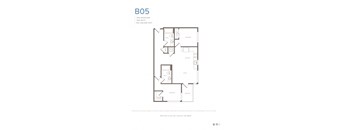 A floor plan for a two bedroom apartment with two bathrooms.