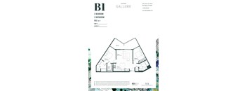 A floor plan for a two bedroom, two bathroom apartment at the Alecazar Gallery in San Diego.