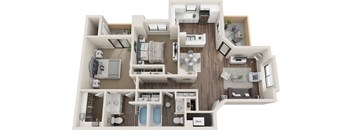 a 3d drawing of a floor plan of a house