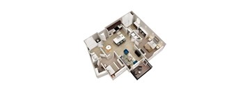B1 - 3D floor plan - 1034 SQFT