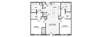 A black and white image of a floor plan for a house.